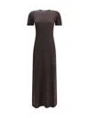 Ferragamo Short-sleeves Maxi Dress In Brown