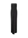 Ferragamo Draped Sleeveless Maxi Dress In Nero