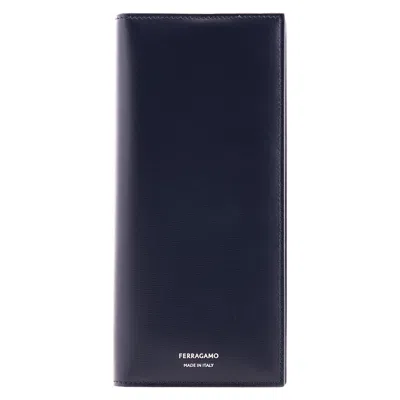 Ferragamo Long Leather Wallet In ["blue"]