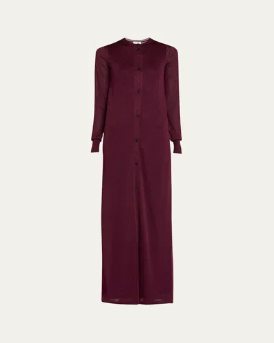 Ferragamo Long Lurex Knit Cardigan In Oxblood
