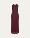 Ferragamo Lurex Long Dress In Oxblood