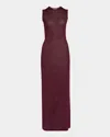 Ferragamo Long Lurex Knit Dress In Oxblood