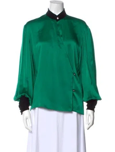Pre-owned Ferragamo Long Sleeve Blouse In Green
