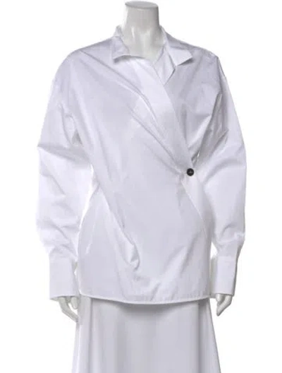 Pre-owned Ferragamo Long Sleeve Blouse In White