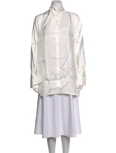 Pre-owned Ferragamo Long Sleeve Blouse In White
