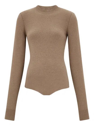 Ferragamo Long-sleeve Bodysuit In Brown