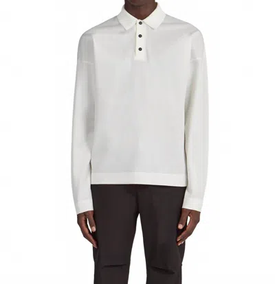 FERRAGAMO LONG SLEEVE CLASSIC POLO IN WHITE