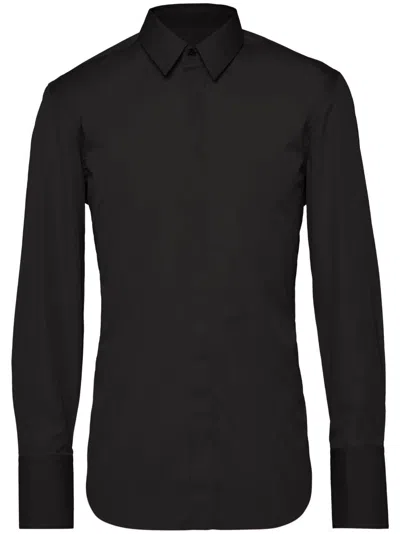 Ferragamo Long Sleeved Sports Shirt In Black