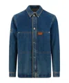 Ferragamo Pocketed Denim Jacket With Stitching And Sleeves In Blue