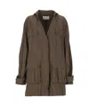 Ferragamo Cotton Ruched Effect Jacket In Brown