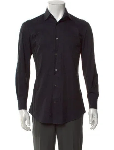 Pre-owned Ferragamo Long Sleeve Dress Shirt In Black