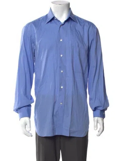 Pre-owned Ferragamo Long Sleeve Dress Shirt In Blue