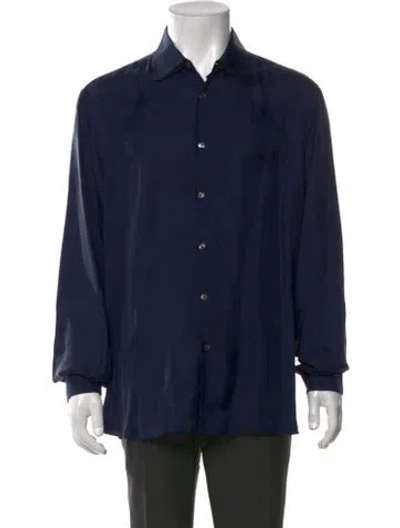 Pre-owned Ferragamo Long Sleeve Dress Shirt In Blue