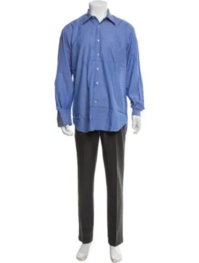 Pre-owned Ferragamo Long Sleeve Dress Shirt In Blue