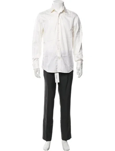 Pre-owned Ferragamo Long Sleeve Dress Shirt In White