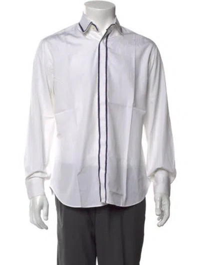 Pre-owned Ferragamo Long Sleeve Dress Shirt In White