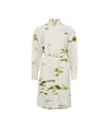Ferragamo Blossom Print Long Sleeve Cady Shirtdress In White