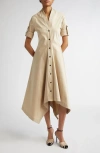 Ferragamo Handkerchief-hem Shirt Dress In Stone