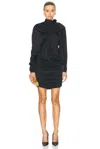 Ferragamo Long Sleeve Mini Dress In Nero