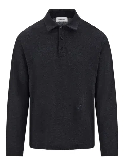 Ferragamo Long-sleeve Polo Shirt In Black