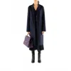 Ferragamo Long Sleeve Single Breasted Coat In Blue In Black