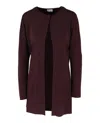 Ferragamo Long Sleeve Silk-blend Sweater In Burgundy