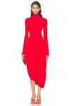 Ferragamo Turtleneck Tulip-design Dress In New Red