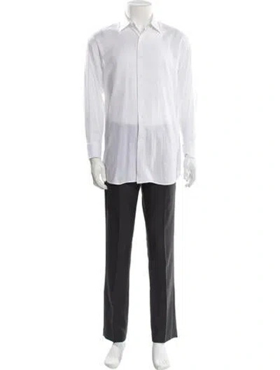 Pre-owned Ferragamo Long Sleeve Tuxedo Shirt In White