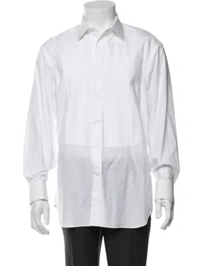 Pre-owned Ferragamo Long Sleeve Tuxedo Shirt In White