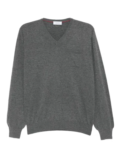 Ferragamo Long-sleeve V-neck T-shirt In Gray