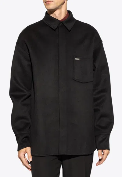Ferragamo Long-sleeved Button-up Wool Shirt