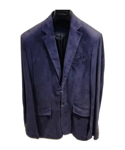 Ferragamo Long-sleeved Casual Jacket In Blue