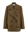 Ferragamo Double Wool And Cashmere Peacoat In Green