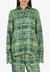 Ferragamo Woman Long Sleeved Check Shirt In Green
