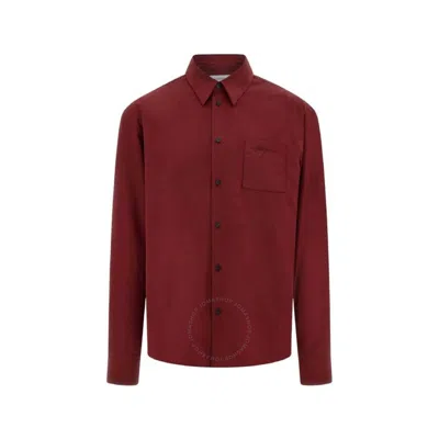 Ferragamo Long Sleeved Classic-fit Poplin Shirt In Red