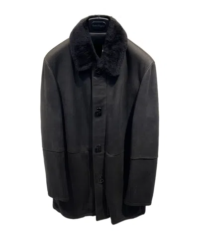 Ferragamo Long-sleeved Coat In Black