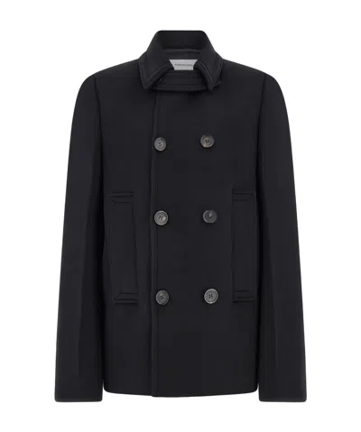 Ferragamo Long-sleeved Coat In Black