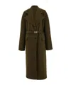 Ferragamo Coat Wool Blend Belted Waist In Green