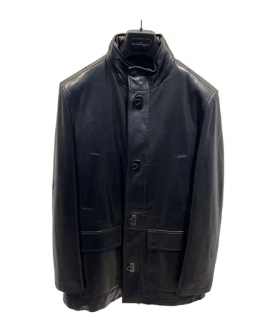 Ferragamo Long-sleeved Cotton-padded Jacket In Black