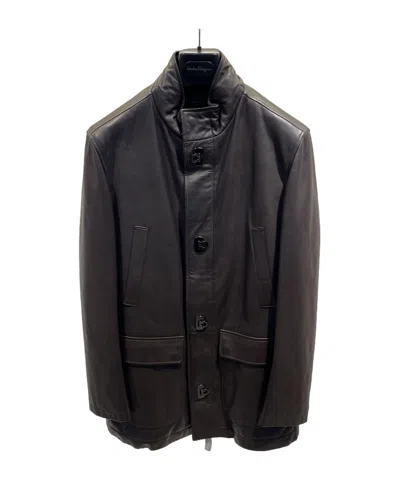 Ferragamo Long-sleeved Cotton-padded Jacket In Black