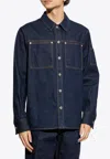 Ferragamo Long-sleeved Denim Shirt In Indigo