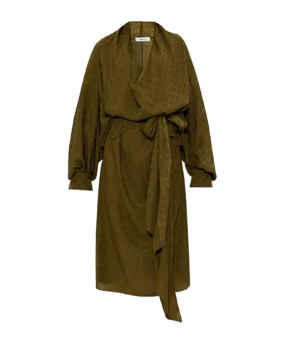 Ferragamo Long-sleeved Dress In Brown