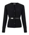 Ferragamo Pure Wool Cardigan With Leather Belt In Black