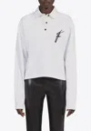 Ferragamo Logo-embroidered Polo Shirt In White