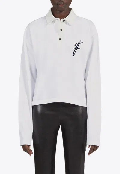 Ferragamo Logo-embroidered Polo Shirt In White