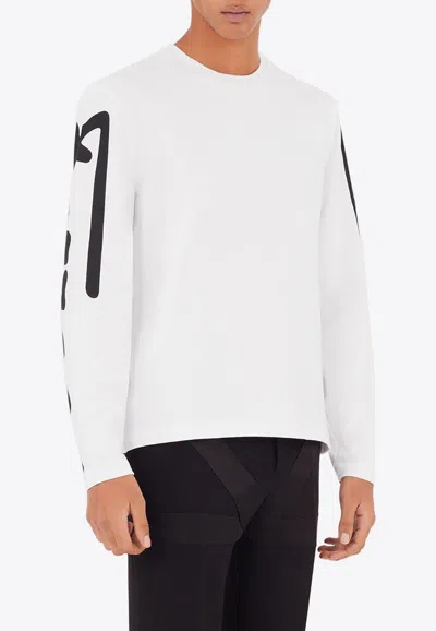 Ferragamo Long-sleeved Logo T-shirt In White