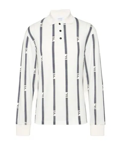 Ferragamo Long-sleeved Polo Shirt In White