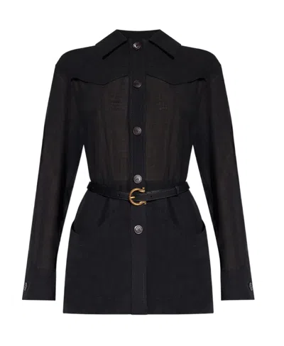 Ferragamo Long-sleeved Shirt In Black
