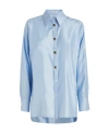 Ferragamo Silk Shirt Button Cuffs In Blue
