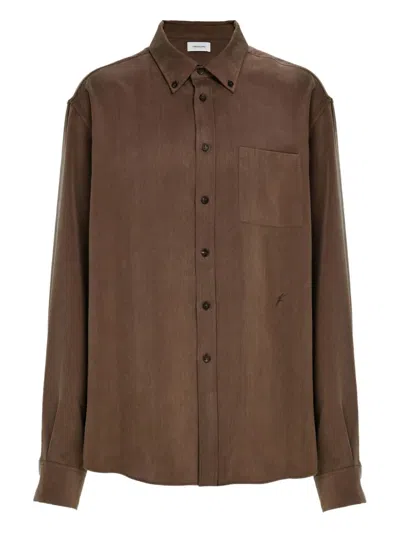 Ferragamo Long-sleeved Shirt In Brown